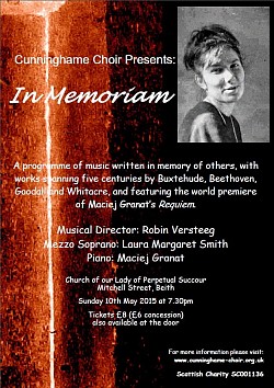 Cunninghame Choir In Memoriam concert poster, May 2015